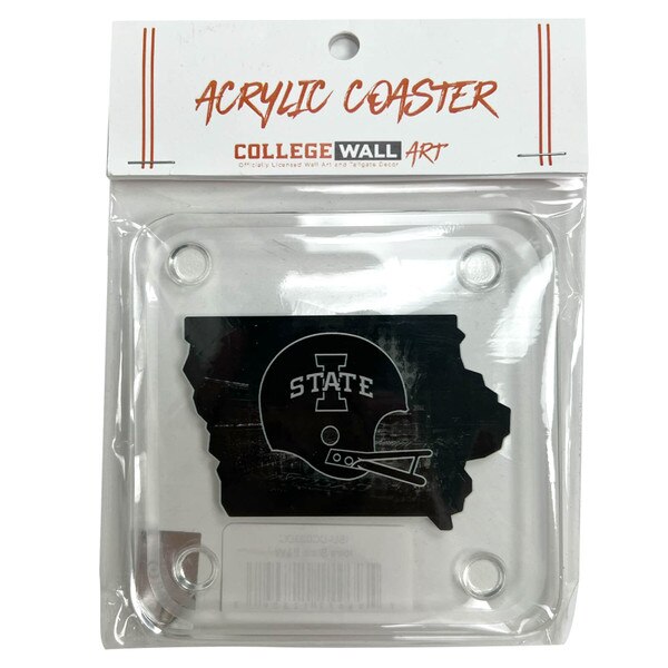 I-State Black Football Helmet & State Acrylic Coaster (4.5"x4.5")